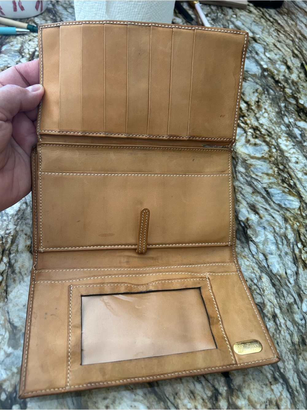 Vintage Gucci Brown GG Canvas Continental Wallet with Green and Red Webbing - Picture 3 of 16